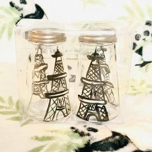 Glass Etched Eiffel Tower Salt & Pepper Shakers